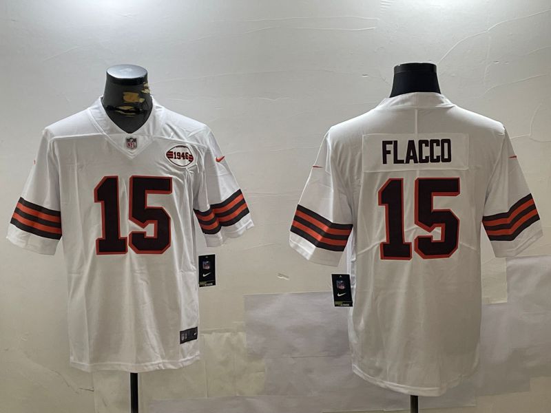 Men Cleveland Browns #15 Flacco White Second generation 2024 Nike Limited NFL Jersey style 3->cleveland browns->NFL Jersey